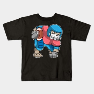 Bulldog at Sports with Football & Helmet Kids T-Shirt